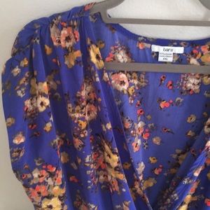 Faux Floral Wrap Dress with Pockets